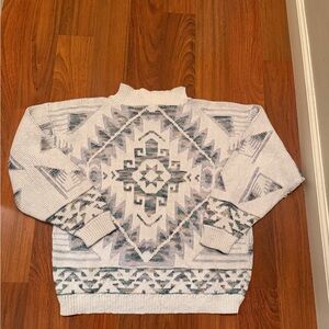 Aztec Patterned Cream Turtleneck Sweater